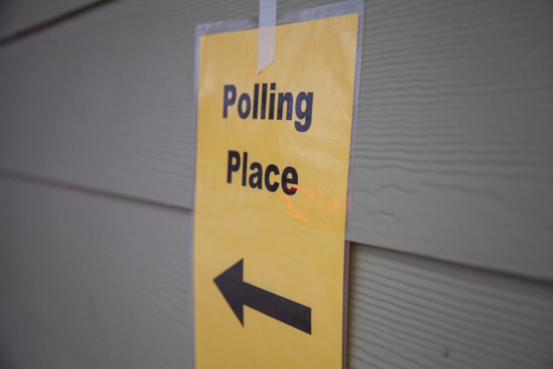 directional polling sign