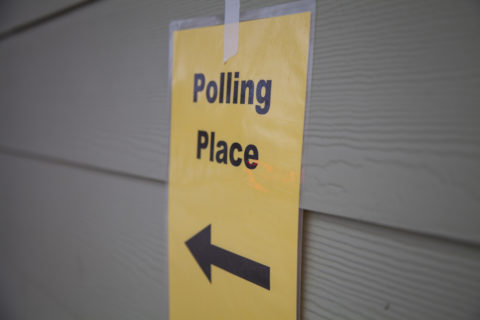 directional polling sign