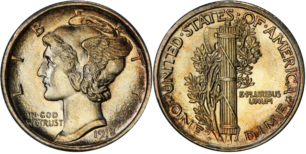 1918-S Mercury Dime With Full Bands8