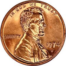 1974-S Reverse Brockage of 1973-S Pennys